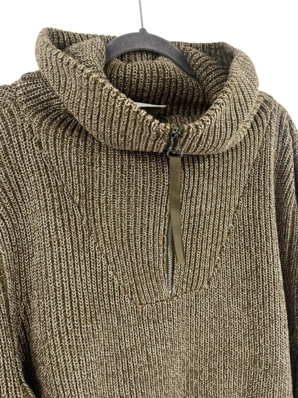 VARLEY Women's Brown/Army Green Heather Cowl Neck 1/4 Zip Sweater XL NWOT - Picture 2 of 6